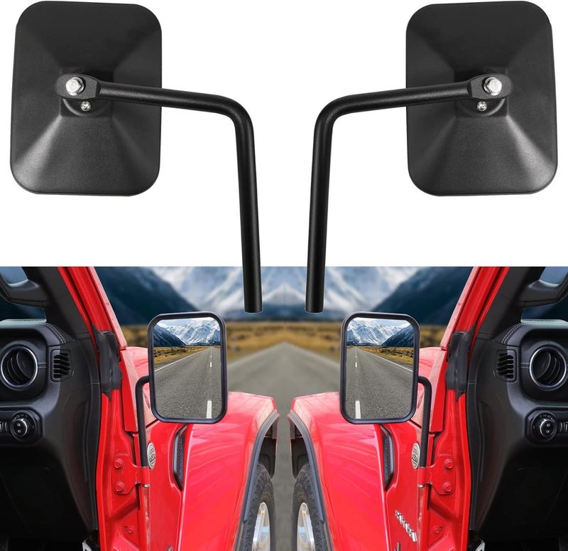 RERPRO Doors Off Mirrors for 2007-2025 Jeep Wrangler JK JL 4XE Gladiator JT - Durable Aluminum Side Rear View Mirror Accessories