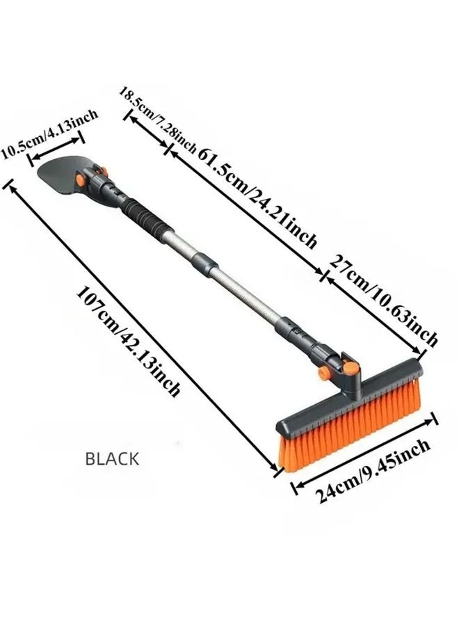Heavy Duty Extendable Car Snow Brush Ice Scraper With 360 Rotating Head Black - Image 1