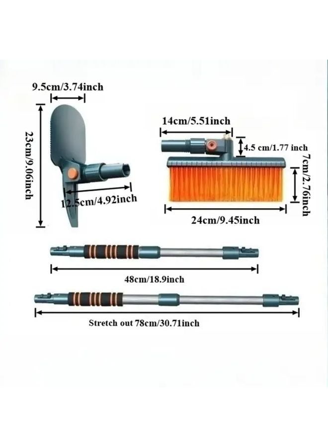 Heavy Duty Extendable Car Snow Brush Ice Scraper With 360 Rotating Head Black - Image 3