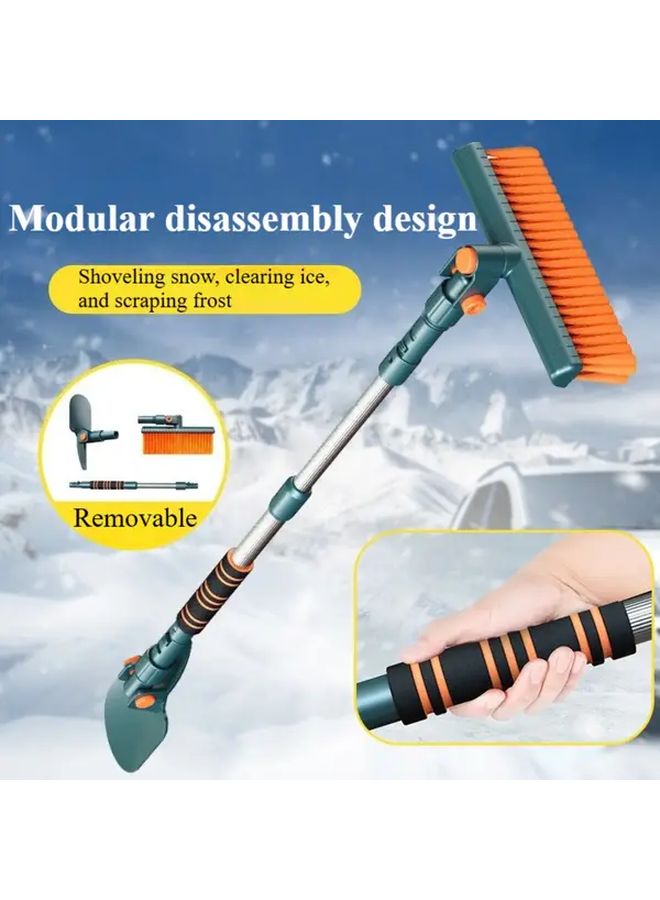 Heavy Duty Extendable Car Snow Brush Ice Scraper With 360 Rotating Head Black - Image 4