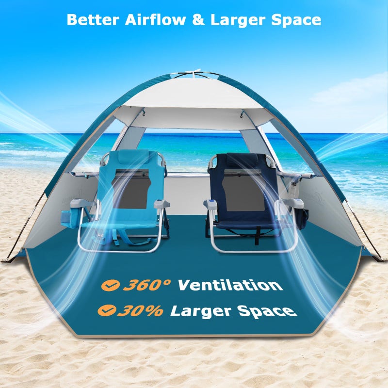 COMMOUDS Beach Tent Sun Shade for 3/4/6/8 Person, UPF 50+ Beach Sun Shelter Canopy Tent, Lightweight, Easy Set Up and Carry - Image 5