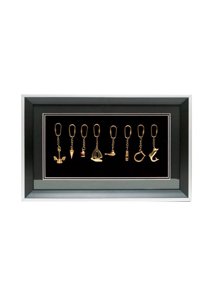 Antique Museum HANDMADE SHIP ACCESSORY KEYCHAINS IN BOXFRAME 10X24INCHES-FRM0219 