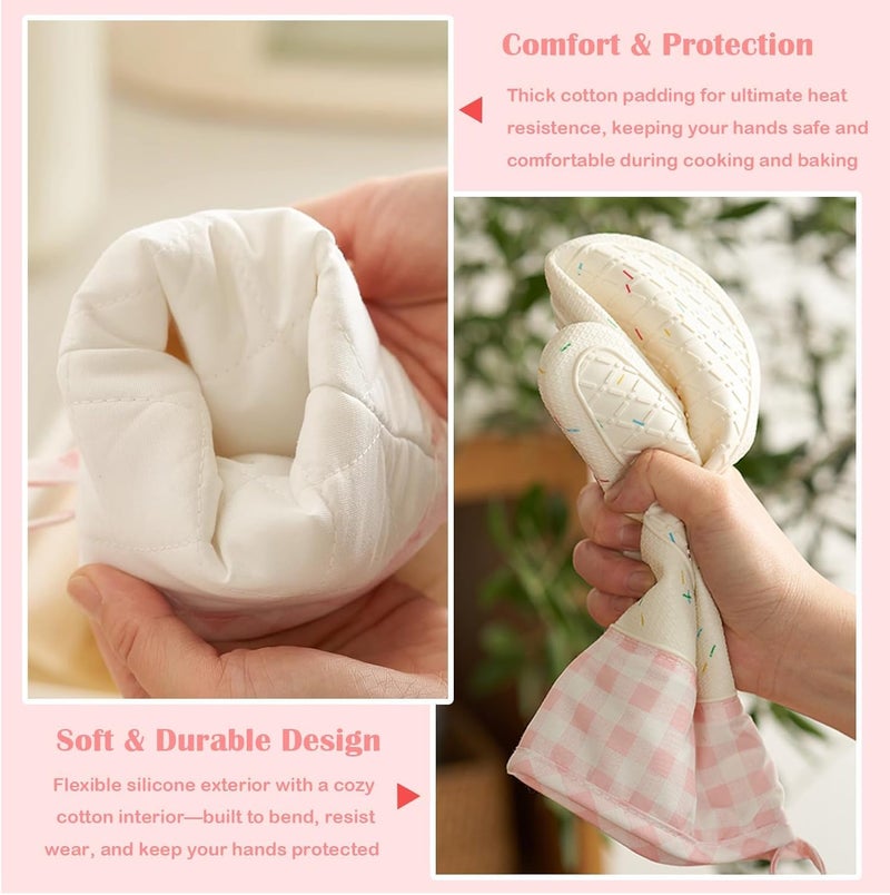 NALACAL Silicone Oven Mitts - Cute Confetti Design, Heat Resistant, Waterproof, and Washable Kitchen Mittens (2 Pcs) - Image 4