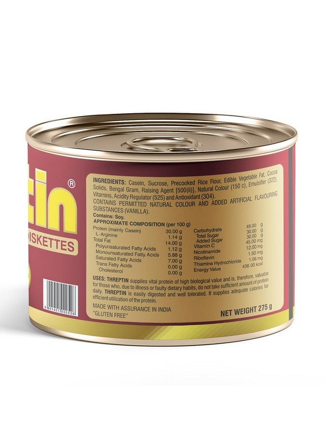 THREPTIN Diskettes Protein Biscuit High-Calorie Supplement Forfeited with B-Vitamins Tin Pack - 275 gm (Chocolate) - Image 3
