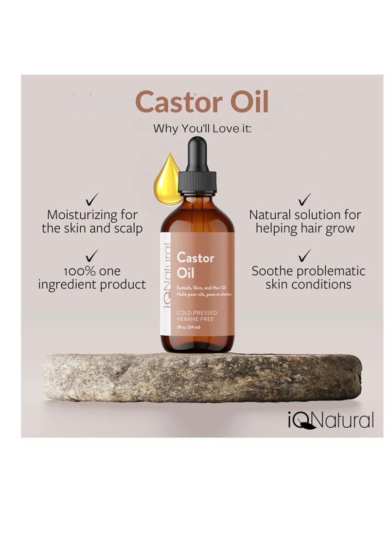 IQ Natural - IQ Natural 100% Pure Cold Pressed Organic Castor Oil - Eyelash & Eyebrow Growth Serum, Conditioner & Treatment - Image 1