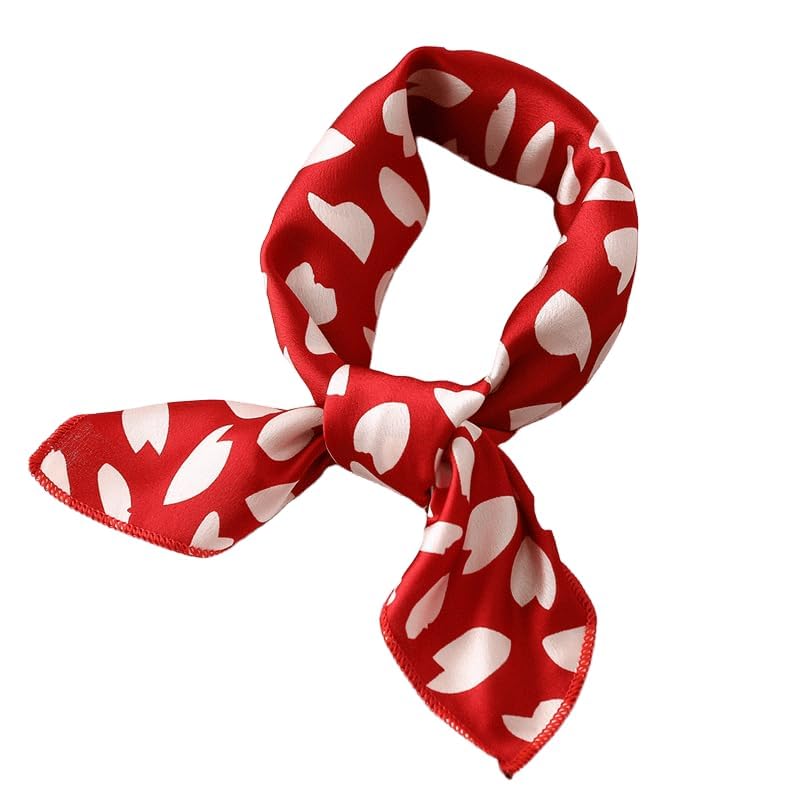 IZUS Women Love-Heart Small-Square-Scarves Silk-Feeling-Satin Scarf Tie-Scarves for Handbags/Neck/Head/Wrist Acc 19X19 Inch - Image 1