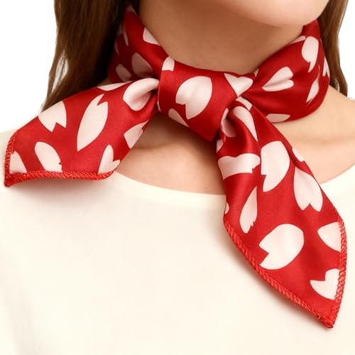 IZUS Women Love-Heart Small-Square-Scarves Silk-Feeling-Satin Scarf Tie-Scarves for Handbags/Neck/Head/Wrist Acc 19X19 Inch - Image 5