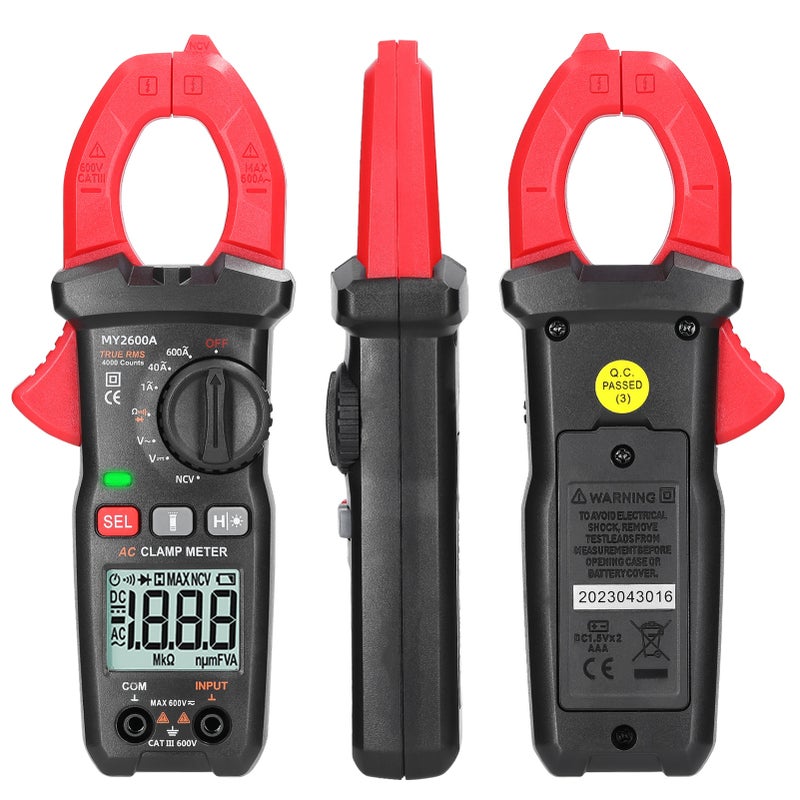 Digital Clamp Meter: 4000 Counts Backlit LCD, High Accuracy, Non-Contact Voltage Detection - Multi-Function Auto-Ranging Tester for Professional Electricians, DIY Home Projects, Automotive Electrical - Image 4