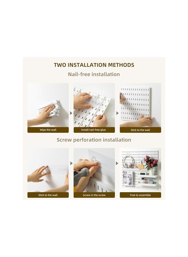 promass Pegboard Combination Wall Organizer Kit, 4 Pieces Pegboards and 17 Accessories Modular Hanging, Wall Mount Display Peg Board Panel Kits for Bedroom Home Office Bathroom - Image 4