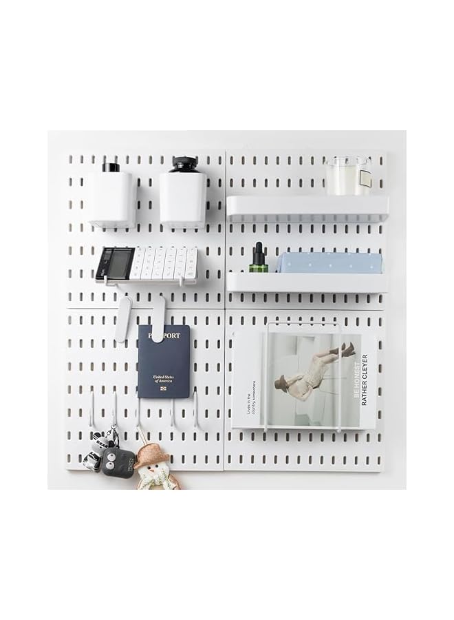 promass Pegboard Combination Wall Organizer Kit, 4 Pieces Pegboards and 17 Accessories Modular Hanging, Wall Mount Display Peg Board Panel Kits for Bedroom Home Office Bathroom - Image 2