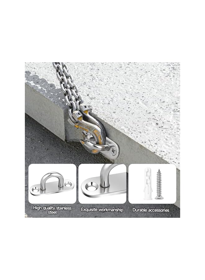 promass 4 Pack Heavy Duty Stainless Steel Pad Eye Plate U Hooks Wall Mount Marine Hardware Hooks Ceiling Hooks with Screws - Image 3
