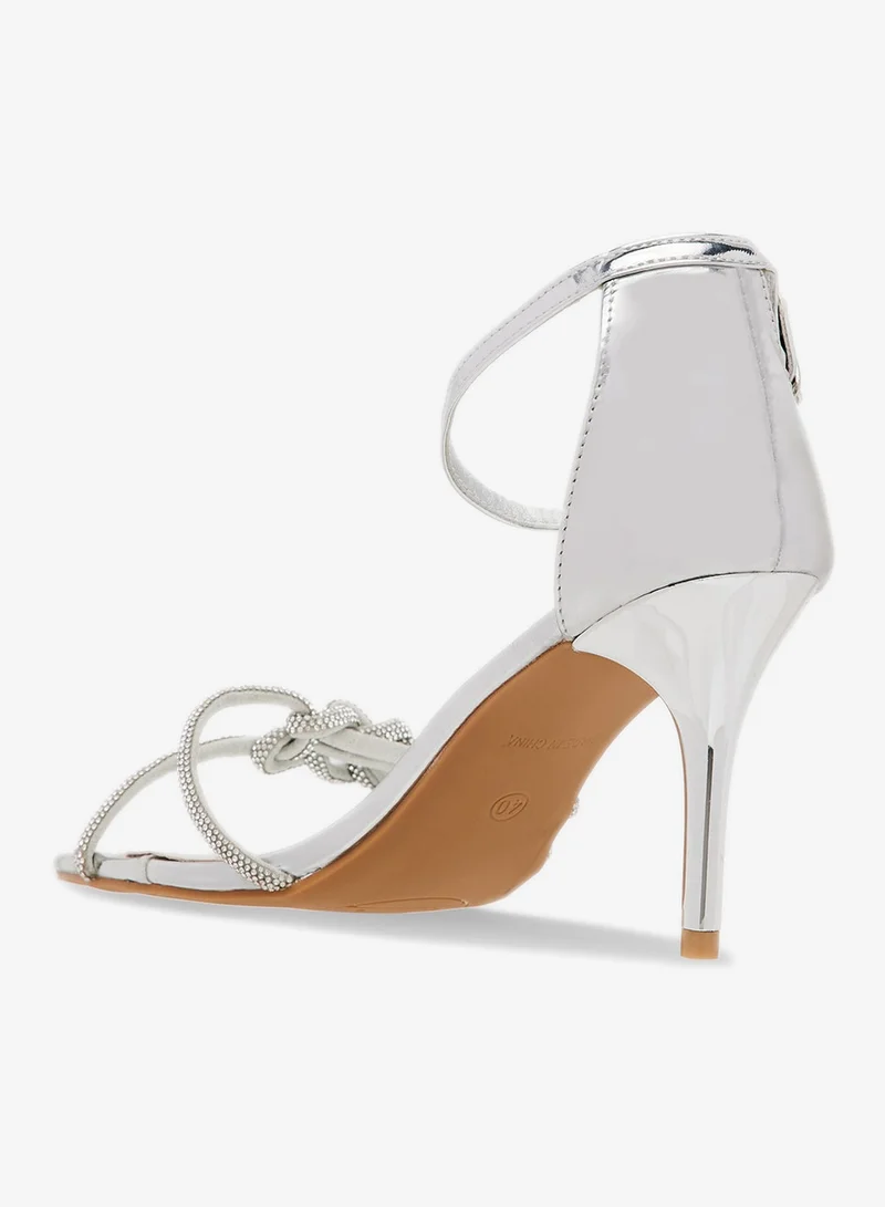Ella Silver Diamante Heeled Sandal for Women | Best Price UAE