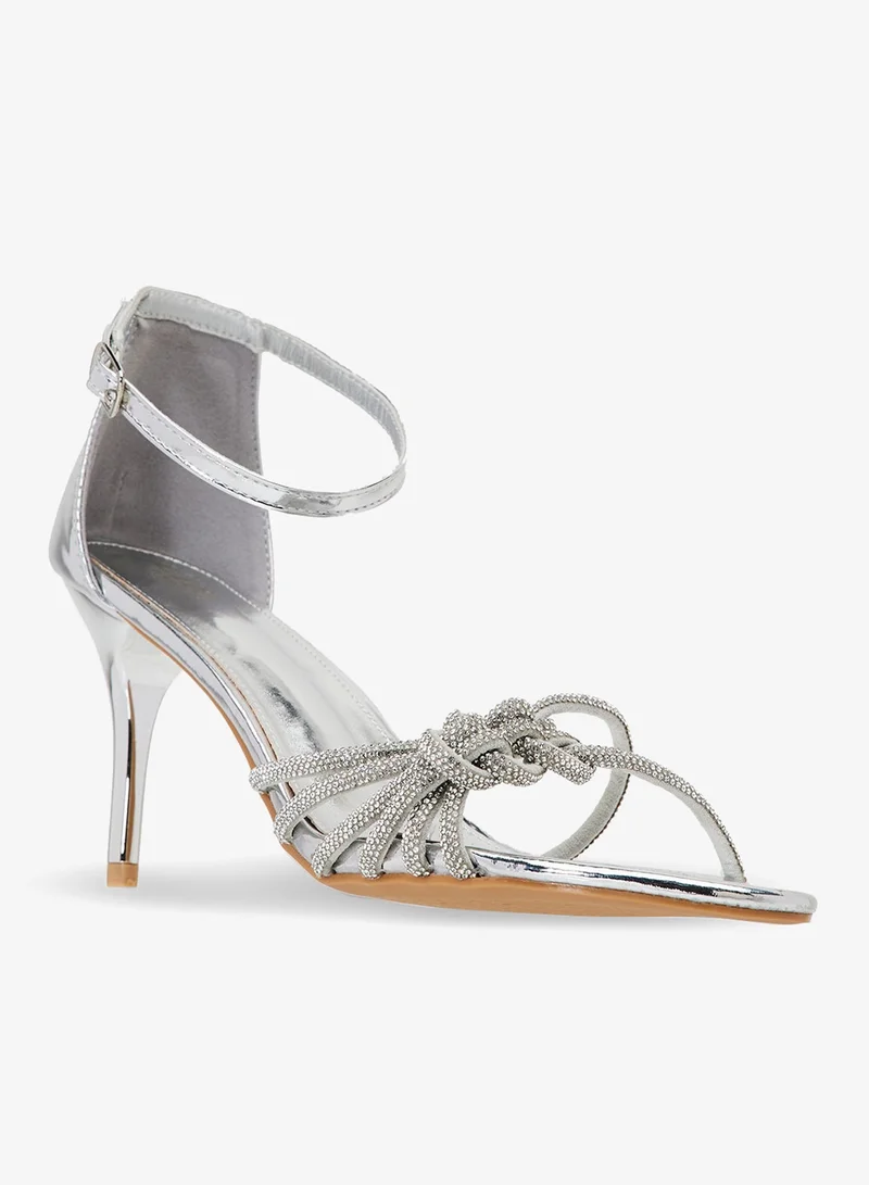 Ella Silver Diamante Heeled Sandal for Women | Best Price UAE