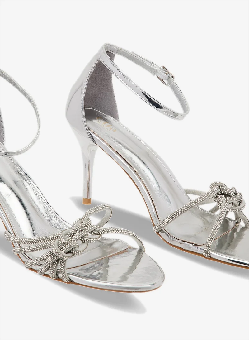Ella Silver Diamante Heeled Sandal for Women | Best Price UAE