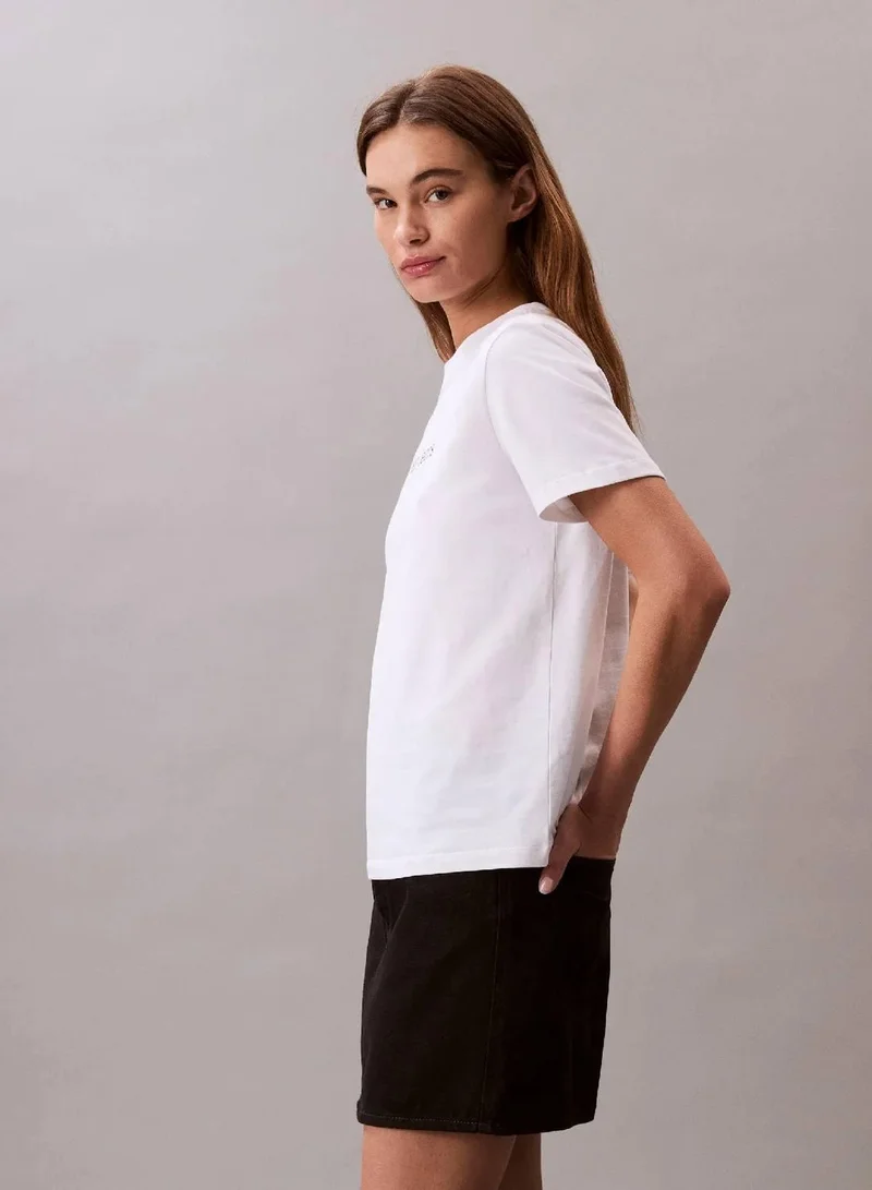Calvin Klein Jeans Brilliant White Short Sleeve T-Shirt for Women | Best Price UAE