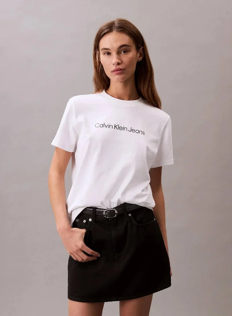 Calvin Klein Jeans Brilliant White Short Sleeve T-Shirt for Women | Best Price UAE