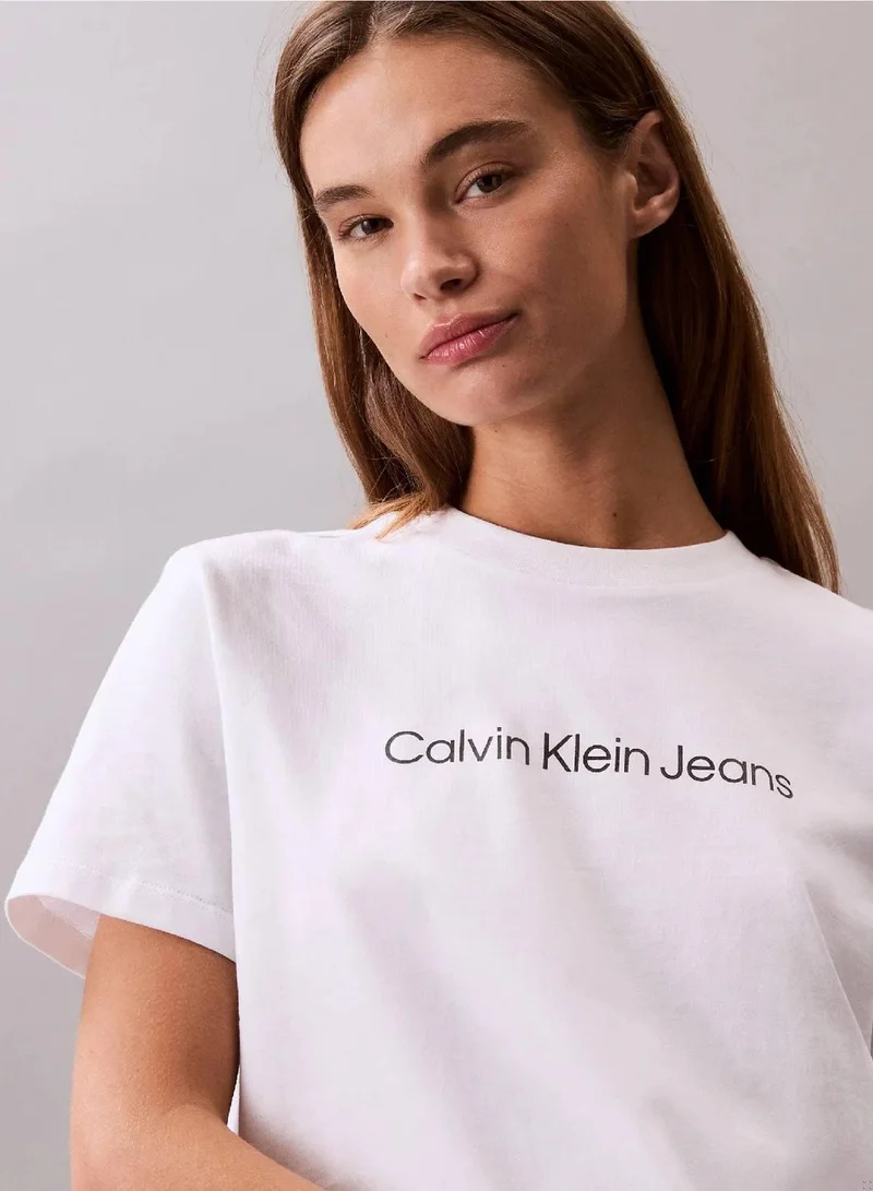 Calvin Klein Jeans Brilliant White Short Sleeve T-Shirt for Women | Best Price UAE