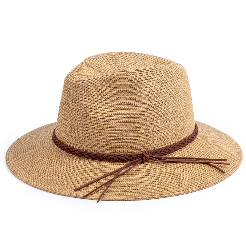 DRESHOW Straw Sun Hat for Women and Men Roll Up Travel Summer Wide Brim Hat Panama Foldable Beach Hat UPF 50+ - Image 1