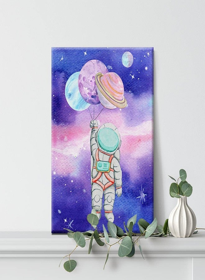 Nvhai Outer Space Canvas Wall Art Watercolor Planet Astronaut Canvas Painting Prints for Home Kids Bedroom Nursery Wall Decor Framed Space Artwork Gifts(12x15 Inch) - Image 5