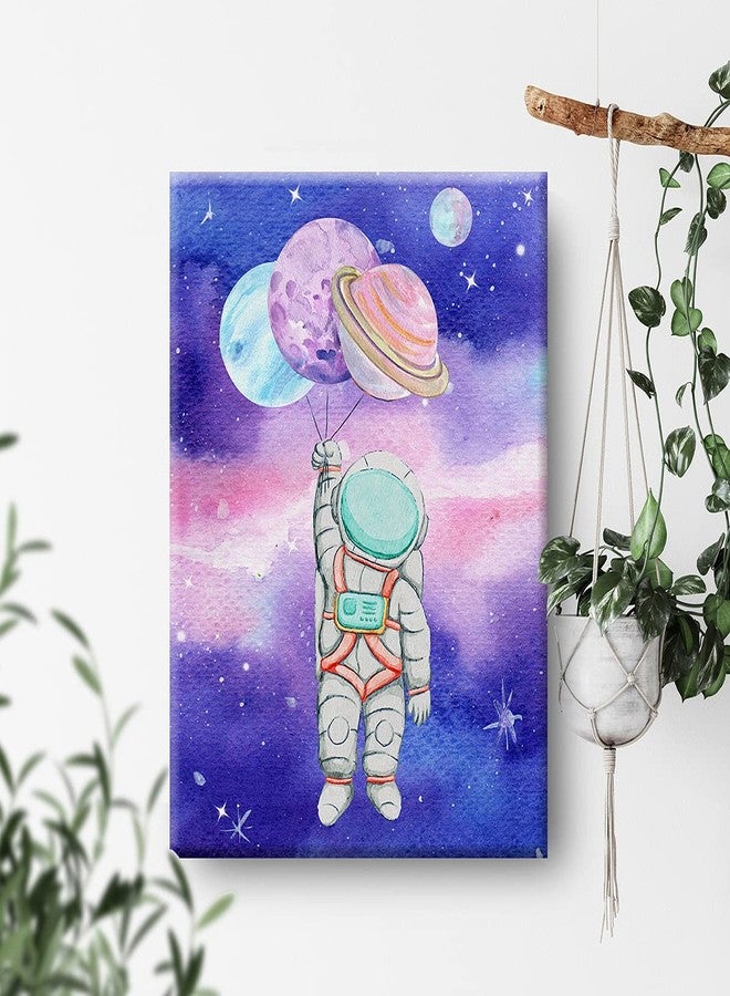 Nvhai Outer Space Canvas Wall Art Watercolor Planet Astronaut Canvas Painting Prints for Home Kids Bedroom Nursery Wall Decor Framed Space Artwork Gifts(12x15 Inch) - Image 4