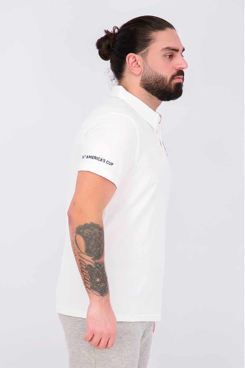 North Sails قميص بولو قصير الأكمام مزين للرجال بتصميم عادي، أبيض - Image 4