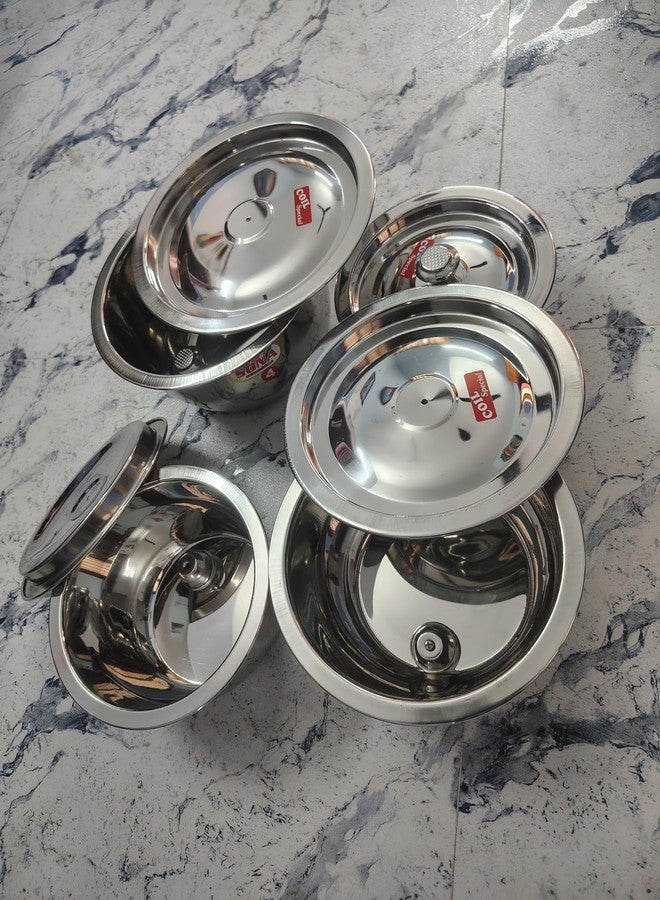 Stainless Steel Cookware Set with Lids, 4 Piece, 900ml, 1400ml, 1800ml, 2500ml, Heavy Gauge Storage Pots - Image 4