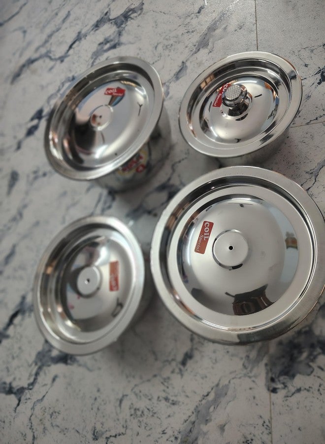 Stainless Steel Cookware Set with Lids, 4 Piece, 900ml, 1400ml, 1800ml, 2500ml, Heavy Gauge Storage Pots - Image 1
