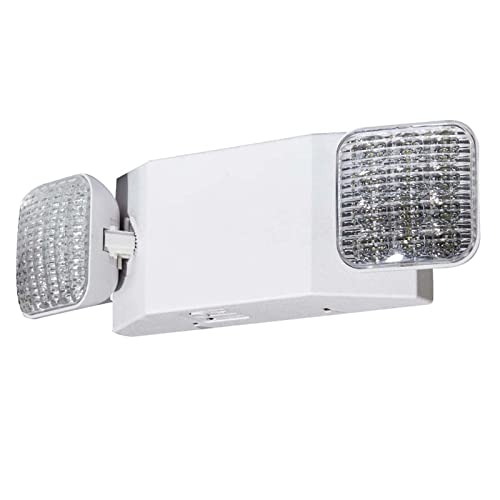LED Flying Direct LED Emergency Lights with Battery Backup Two Head Adjustable Commercial Emergency Light UL Listed AC 120277V Rechargeable Hardwired LED Exit Lighting Fixtures for Business Office 1 Pack - Image 1