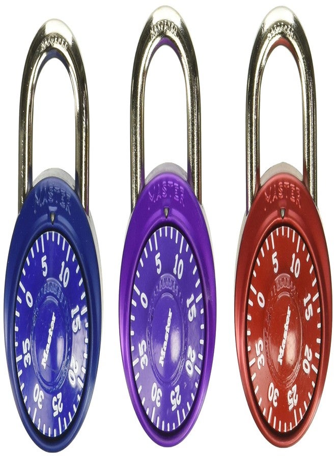 Master Lock 1530T Combination Padlock, Bright Metallic, Each Pack Contains 2 Locks, Colors May Vary, Pack of 4