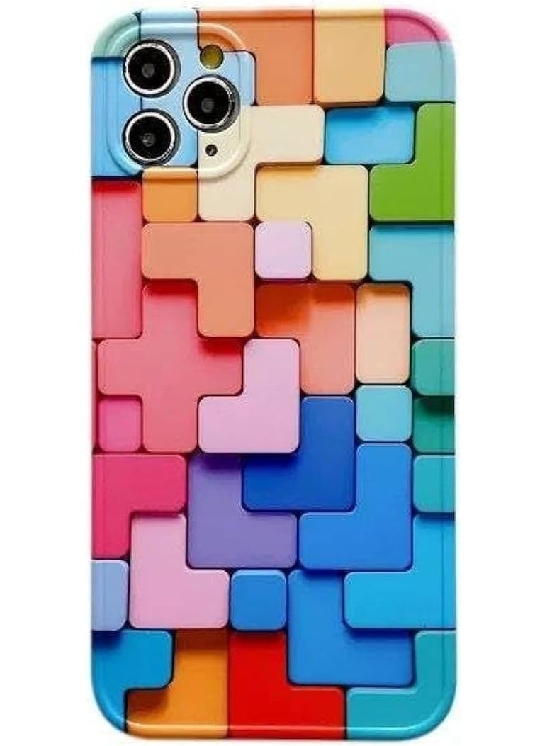 جراب iPhone 15 Pro من Apple TPU ناعم منقوش بألوان قوس قزح فريد متعدد الألوان ثلاثي الأبعاد، جراب مقاوم للصدمات، هدية جميلة للبنات والأولاد (iPhone 15 Pro) - Image 1