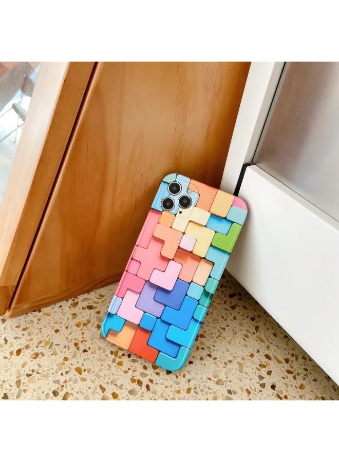 جراب iPhone 15 Pro من Apple TPU ناعم منقوش بألوان قوس قزح فريد متعدد الألوان ثلاثي الأبعاد، جراب مقاوم للصدمات، هدية جميلة للبنات والأولاد (iPhone 15 Pro) - Image 4