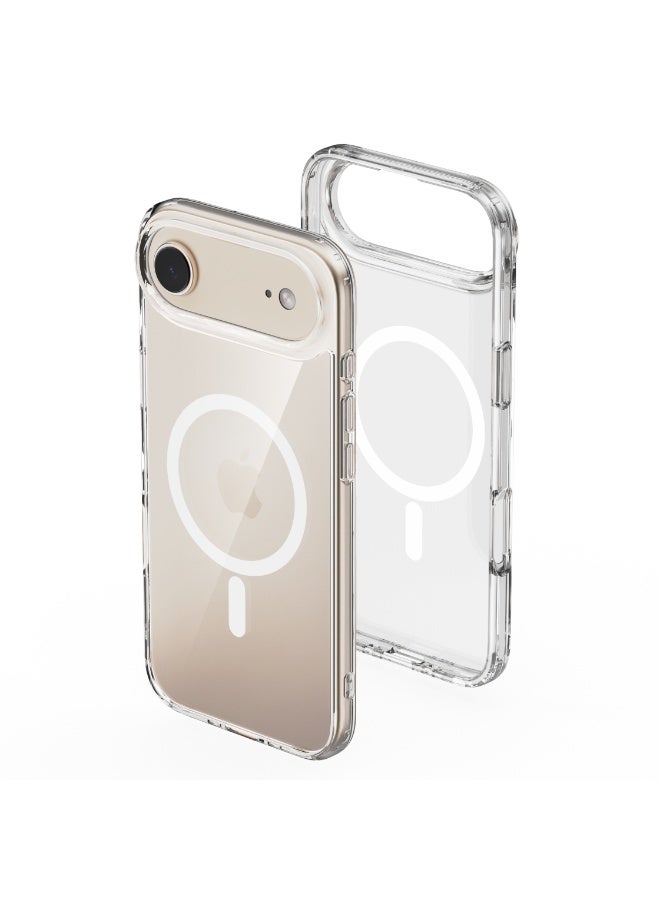 GRABIT iPhone 17 Air Clear Magnetic Cover | Mag Safe Compatible | Hybrid Protective Crystal Clear Hard Back Case | Shockproof Silicone Frame | Slim Transparent Case for Apple iPhone 17 Air