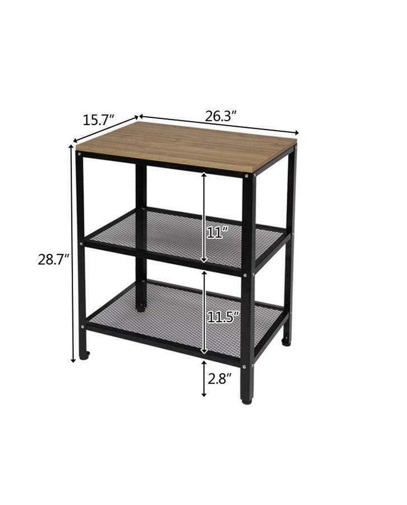 INDIDECOR INDIDECOR 45565 Classic 3Tier Microwave Oven Cart Bakers Rack Kitchen Storage Shelves Stand Kitchen and Pantry Organizer Black  - Image 3