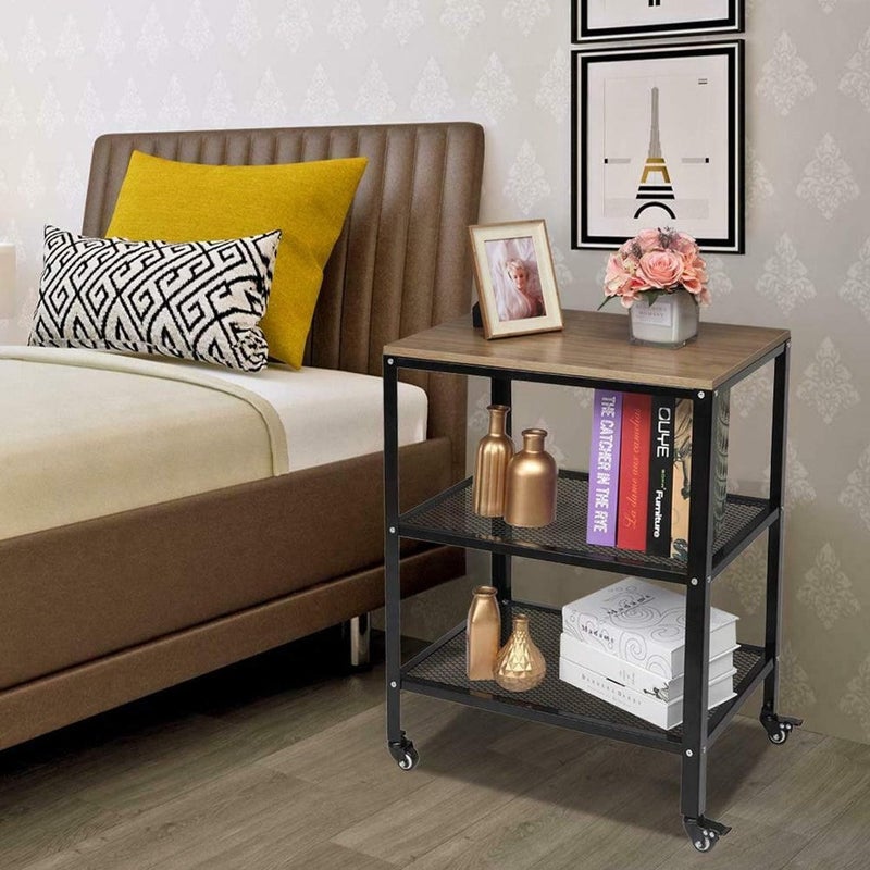 INDIDECOR INDIDECOR 45565 Classic 3Tier Microwave Oven Cart Bakers Rack Kitchen Storage Shelves Stand Kitchen and Pantry Organizer Black  - Image 2