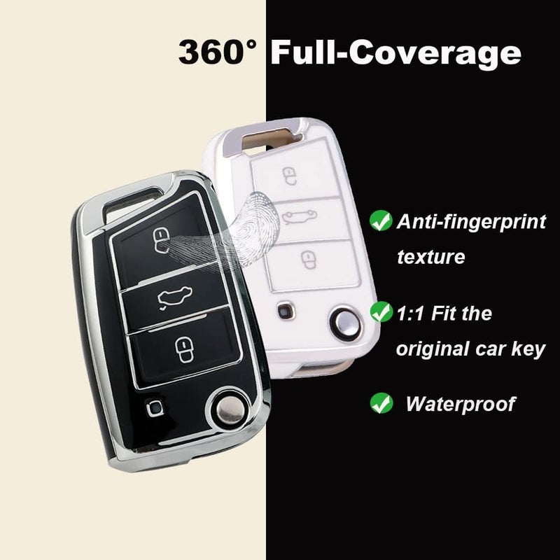 ONTTO Car Key Fob Cover for Audi A1 Sportback 2019-2021 - TPU Smart Key Holder with Keychain - Image 4