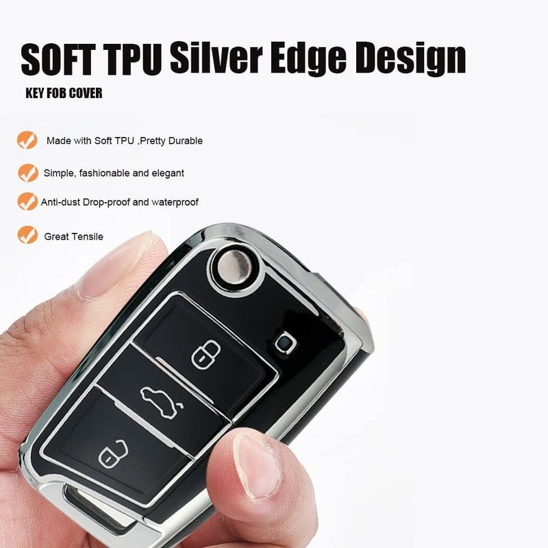 ONTTO Car Key Fob Cover for Audi A1 Sportback 2019-2021 - TPU Smart Key Holder with Keychain - Image 3