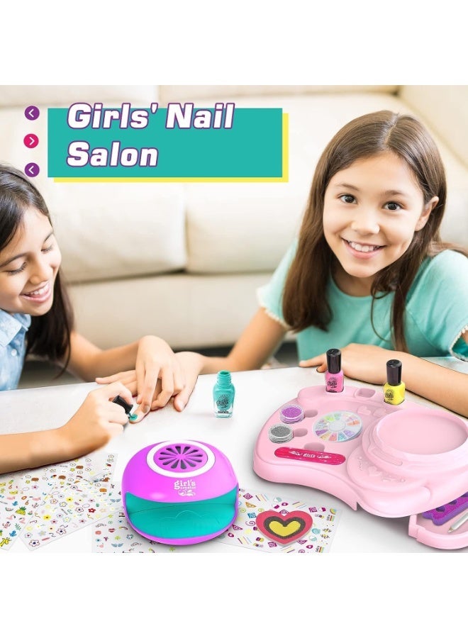 Moonmen Kids Makeup Kit Nail Polish Set, 3-in-1 Nail Art Kit, Nail Pen/ Nail Dryer/ Nail, Christmas & Birthday Gifts for Girl Ages 6-14 Years Old - Image 3