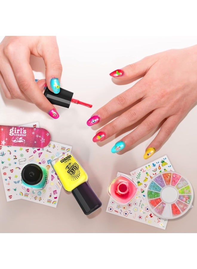 Moonmen Kids Makeup Kit Nail Polish Set, 3-in-1 Nail Art Kit, Nail Pen/ Nail Dryer/ Nail, Christmas & Birthday Gifts for Girl Ages 6-14 Years Old - Image 2