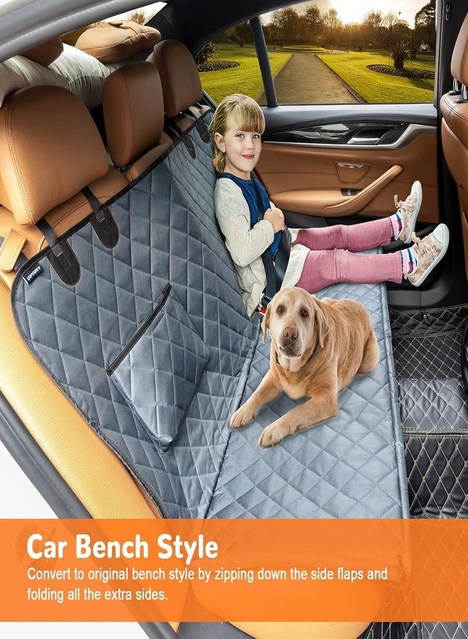 PetLux غطاء مقعد السيارة للكلاب من البوليستر من بيت لوكس | غطاء مقعد خلفي مقاوم للماء والخدوش والانزلاق | قابل للغسل، متين، يناسب جميع السيارات. (رمادي/أسود) - Image 4