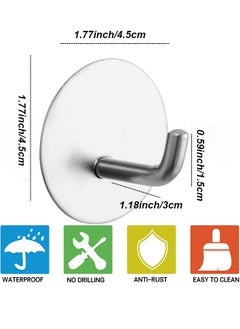 Farahom Adhesive Hooks 4 Pack Towel Hooks Heavy Duty Waterproof Wall Hooks for Bathroom Bedroom Kitchen, Stainless Steel Holder for Hanging Coat Robe, Silver  - Image 2