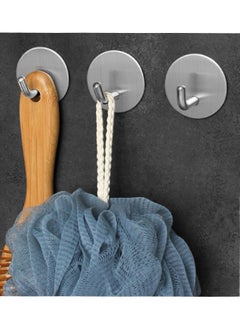 Farahom Adhesive Hooks 4 Pack Towel Hooks Heavy Duty Waterproof Wall Hooks for Bathroom Bedroom Kitchen, Stainless Steel Holder for Hanging Coat Robe, Silver  - Image 3
