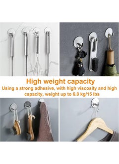 Farahom Adhesive Hooks 4 Pack Towel Hooks Heavy Duty Waterproof Wall Hooks for Bathroom Bedroom Kitchen, Stainless Steel Holder for Hanging Coat Robe, Silver  - Image 4