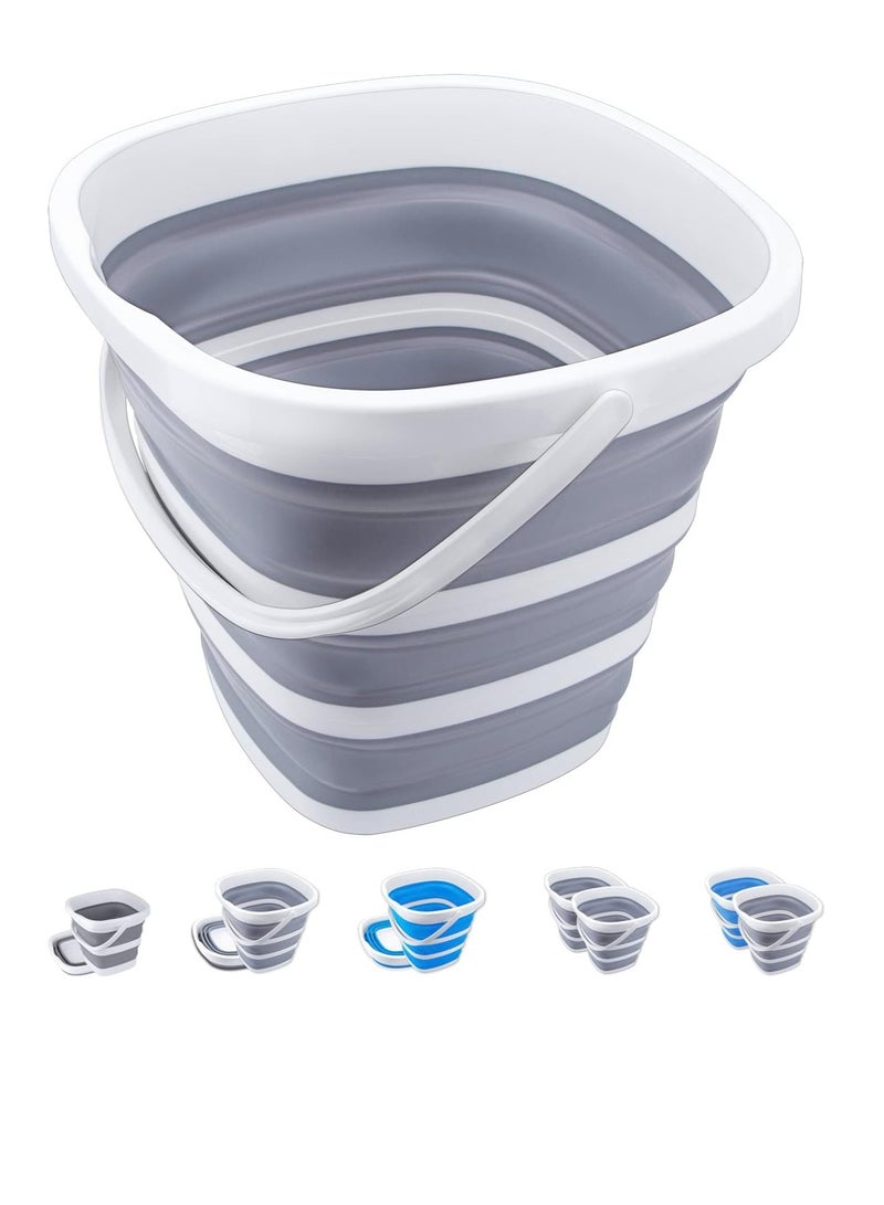 MIXDE Collapsible Bucket  10L Cleaning Bucket Mop Bucket Folding Foldable Portable Small Plastic Water Supplies for Outdoor Garden Camping Fishing Car Wash Space Saving,Square - Image 1