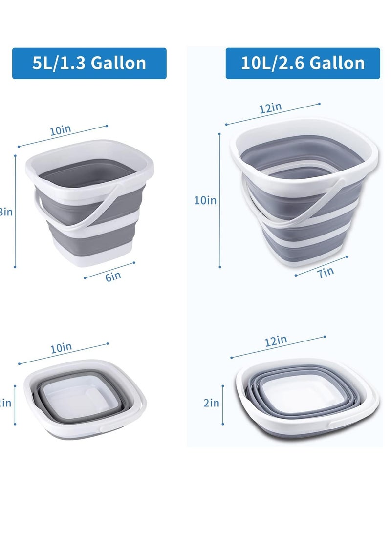 MIXDE Collapsible Bucket  10L Cleaning Bucket Mop Bucket Folding Foldable Portable Small Plastic Water Supplies for Outdoor Garden Camping Fishing Car Wash Space Saving,Square - Image 2