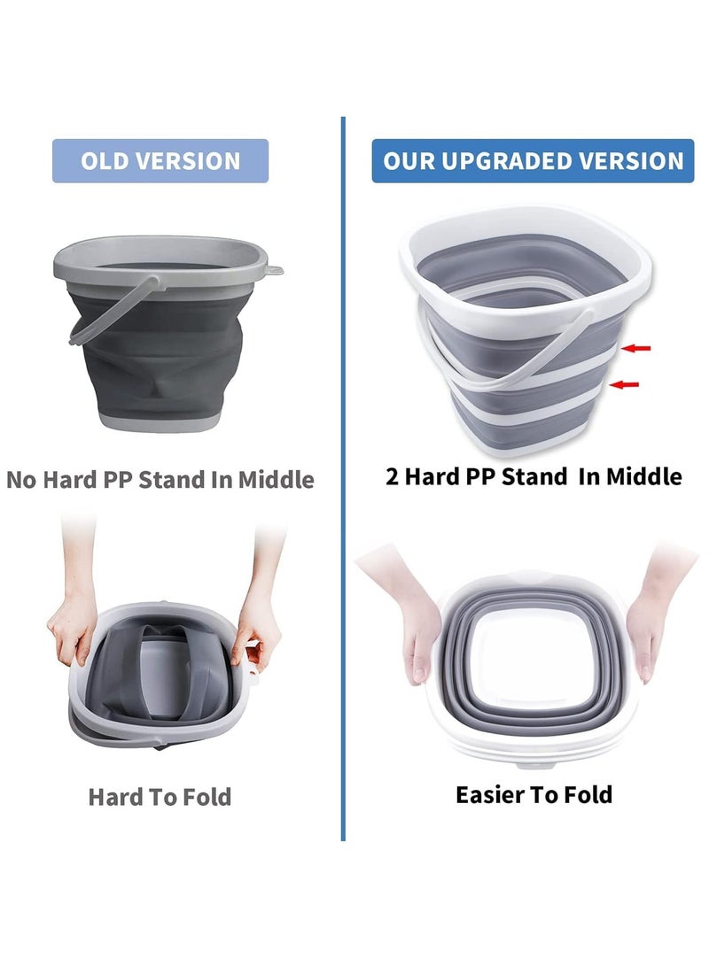 MIXDE Collapsible Bucket  10L Cleaning Bucket Mop Bucket Folding Foldable Portable Small Plastic Water Supplies for Outdoor Garden Camping Fishing Car Wash Space Saving,Square - Image 3