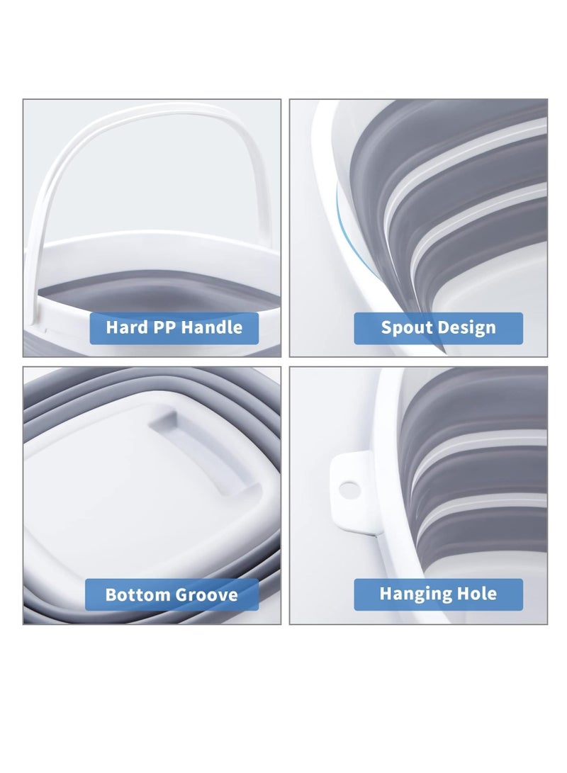 MIXDE Collapsible Bucket  10L Cleaning Bucket Mop Bucket Folding Foldable Portable Small Plastic Water Supplies for Outdoor Garden Camping Fishing Car Wash Space Saving,Square - Image 5