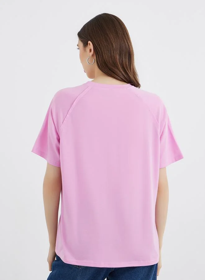 تايك تو تي شيرت راجلان فضفاض بأكمام قصيرة قطعتين