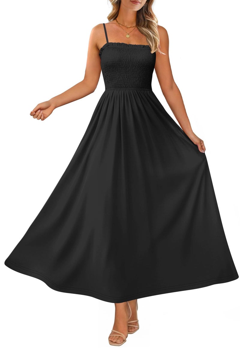 OFEEFAN Black Dresses Maxi Dress Business Casual Spaghetti Strap Spring Resort Wear Sundresses for Women Midi 2026 Summer Italian Clothes Beach Vacation Cruise Outfits L - Image 2