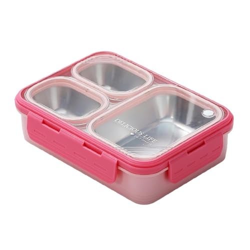 MEDALLIX Stainless Steel Lunch Box | 3-Compartment Leakproof & BPA-Free Bento Box | Insulated with Detachable Inner Containers & 4-Sided Lock | Ideal for Office, School, College & Travel | Pink - Image 1