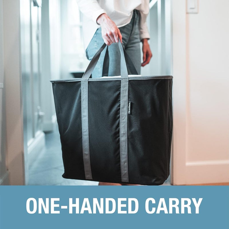 CleverMade Collapsible Laundry Caddy â€“ Foldable Laundry Hamper & Tote, XXL 64L Pop-Up Laundry Basket with Handles, Space-Saving Laundry Organizer for Home, Dorm, Closet & Travel, 2 Pack - Denim Gray - Image 3